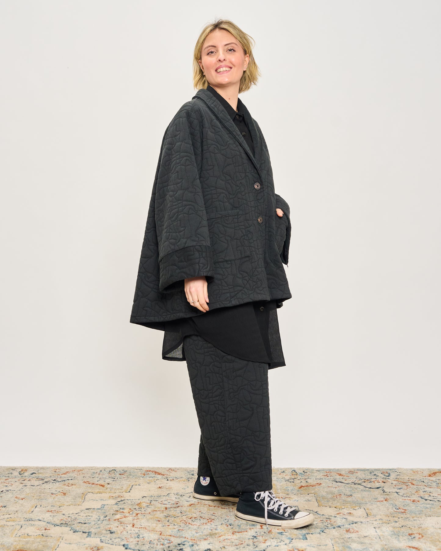 Giacca Svasata in Felpa Matelassè