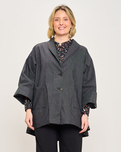 Giacca Svasata in Jeans Elasticizzata