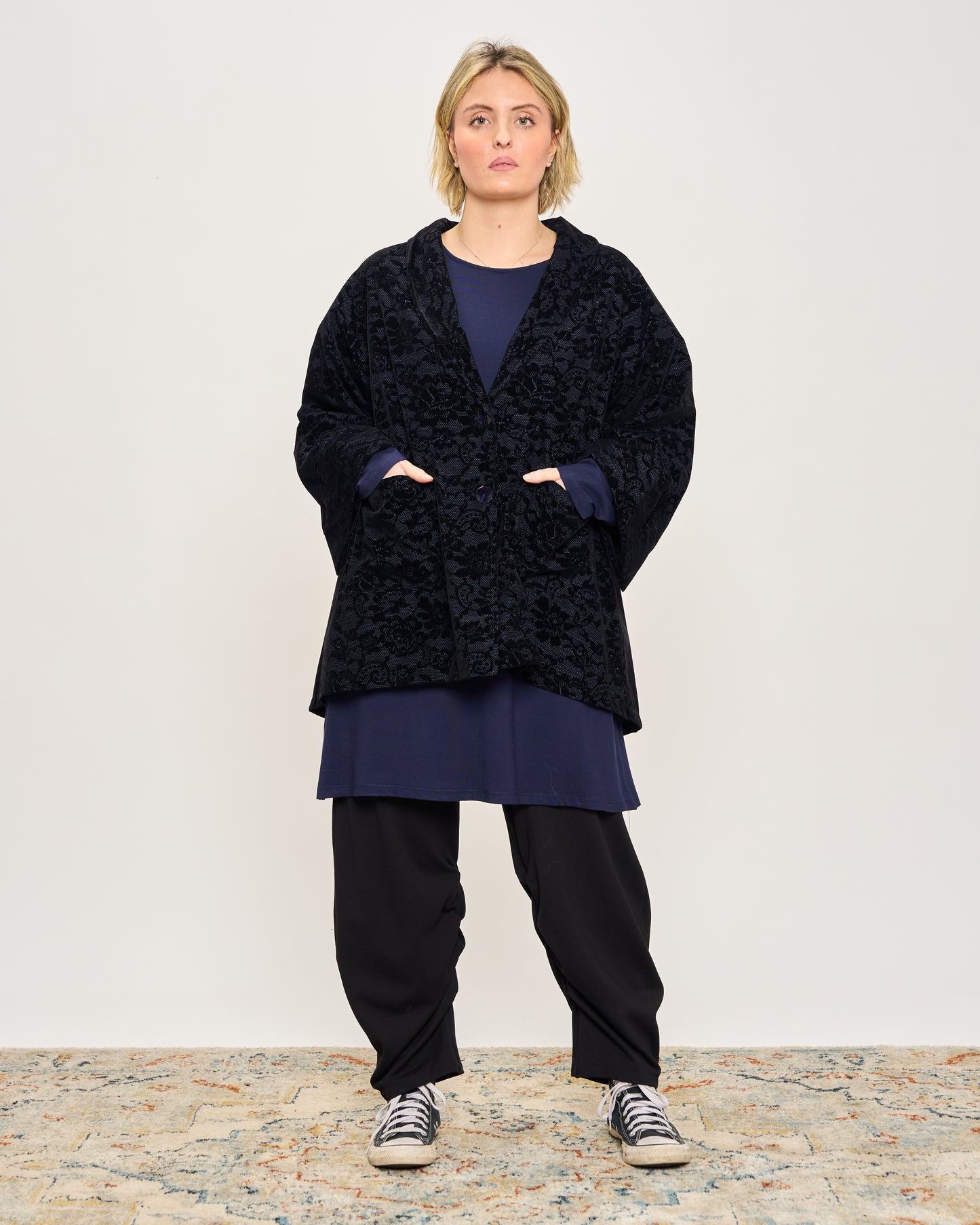 Giacca Svasata in Memory con Vellutato