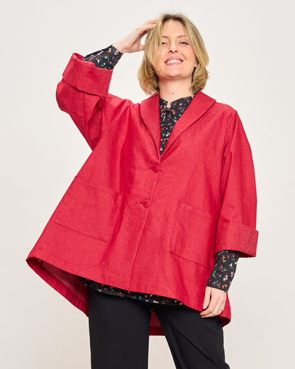 Giacca Svasata in Jeans Elasticizzata