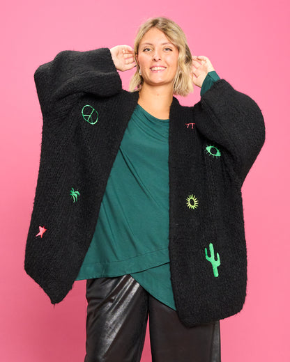 Maxi Cardigan a Scatola con Ricami