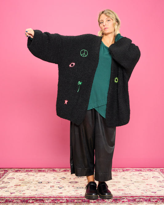 Maxi Cardigan a Scatola con Ricami