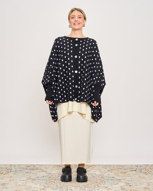 Maxi Cardigan a Pois in Cotone