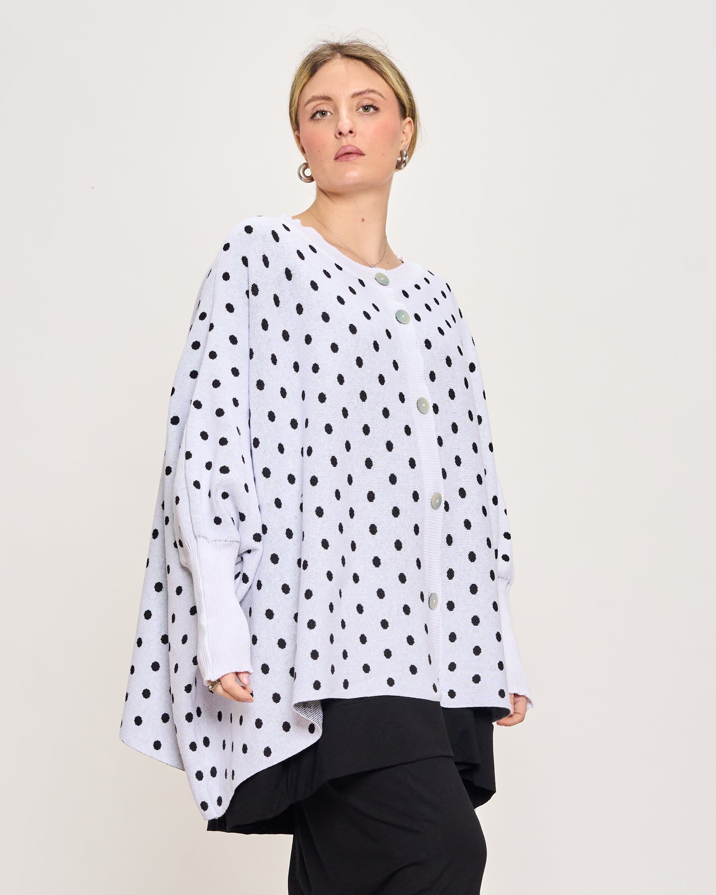 Polka Dot Cotton Maxi Cardigan