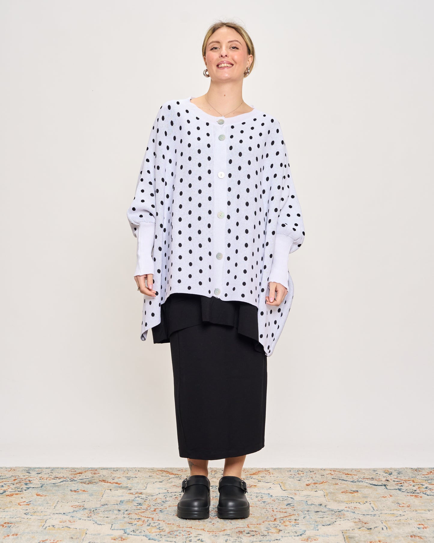 Polka Dot Cotton Maxi Cardigan