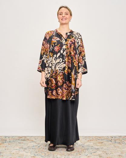 Maxi Tunic in Printed Viscose Satin