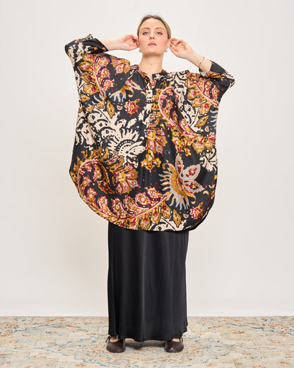 Maxi Tunic in Printed Viscose Satin