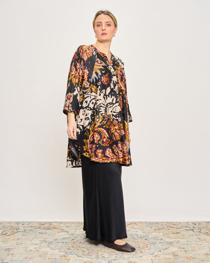 Maxi Tunic in Printed Viscose Satin