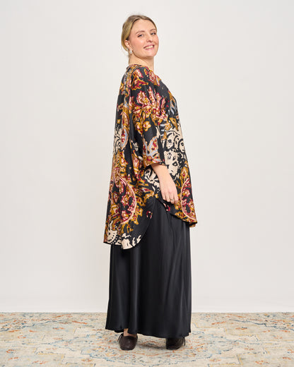 Maxi Tunic in Printed Viscose Satin