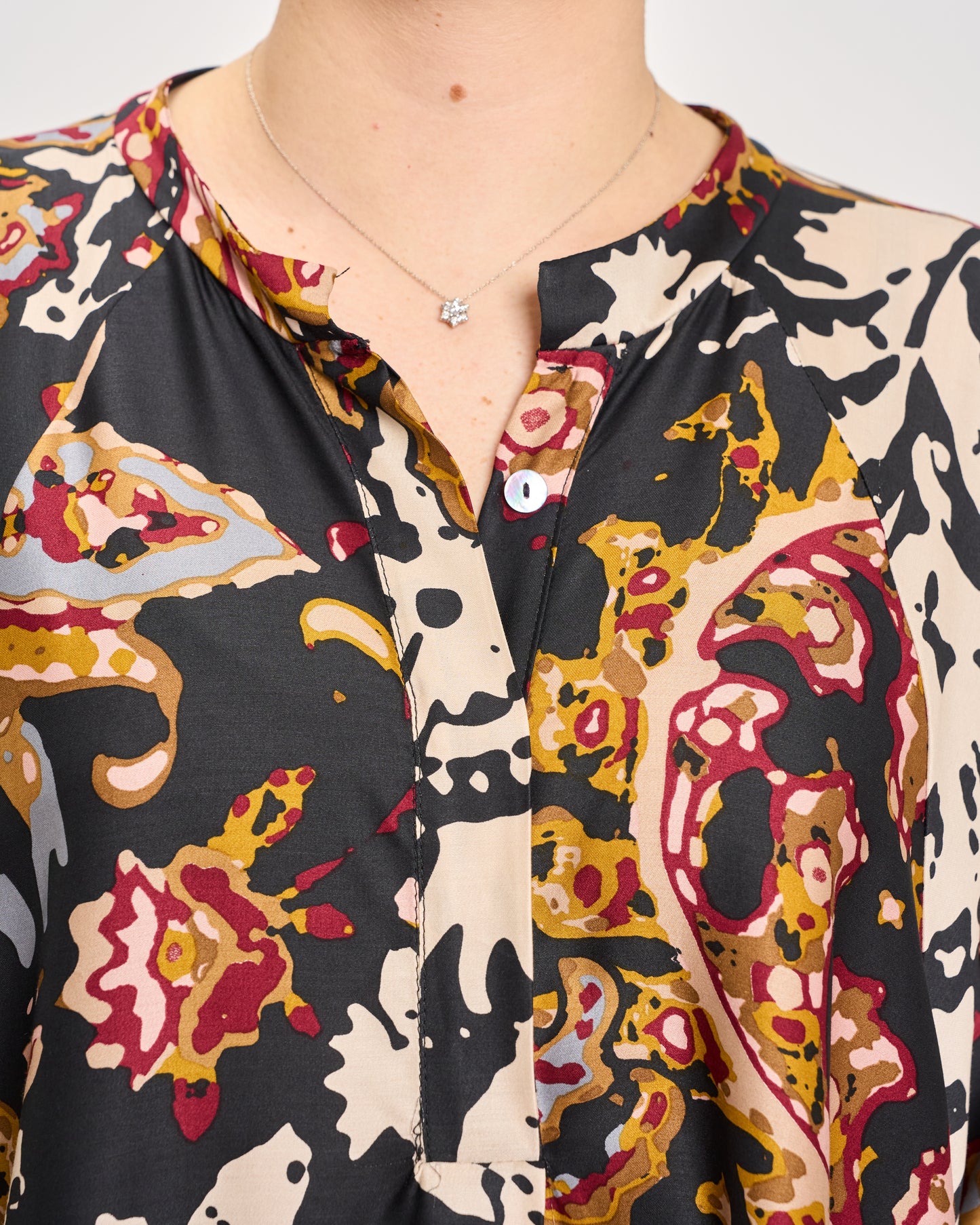 Maxi Tunic in Printed Viscose Satin