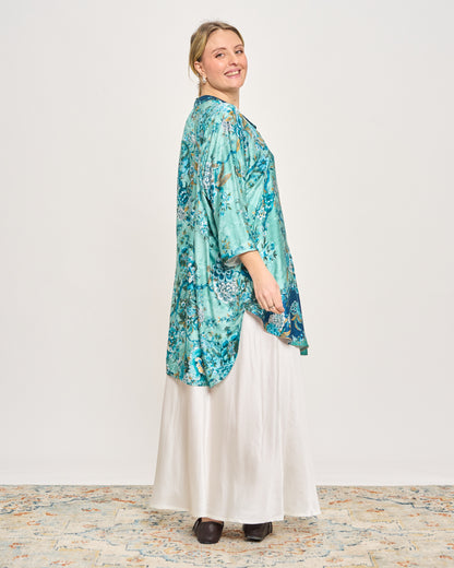 Maxi Tunic in Printed Viscose Satin