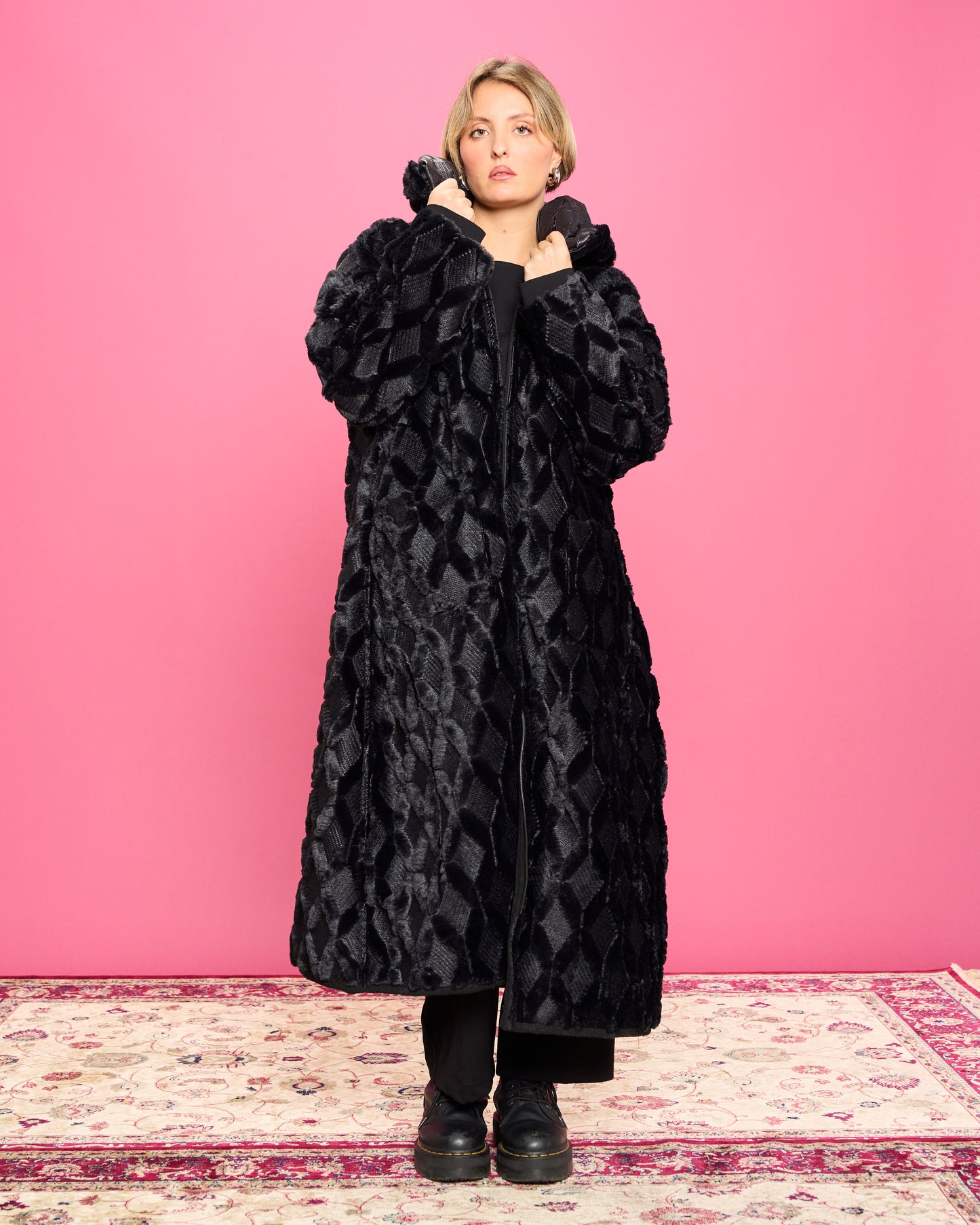 Piumino in Eco-Pelliccia Impermeabile Double face