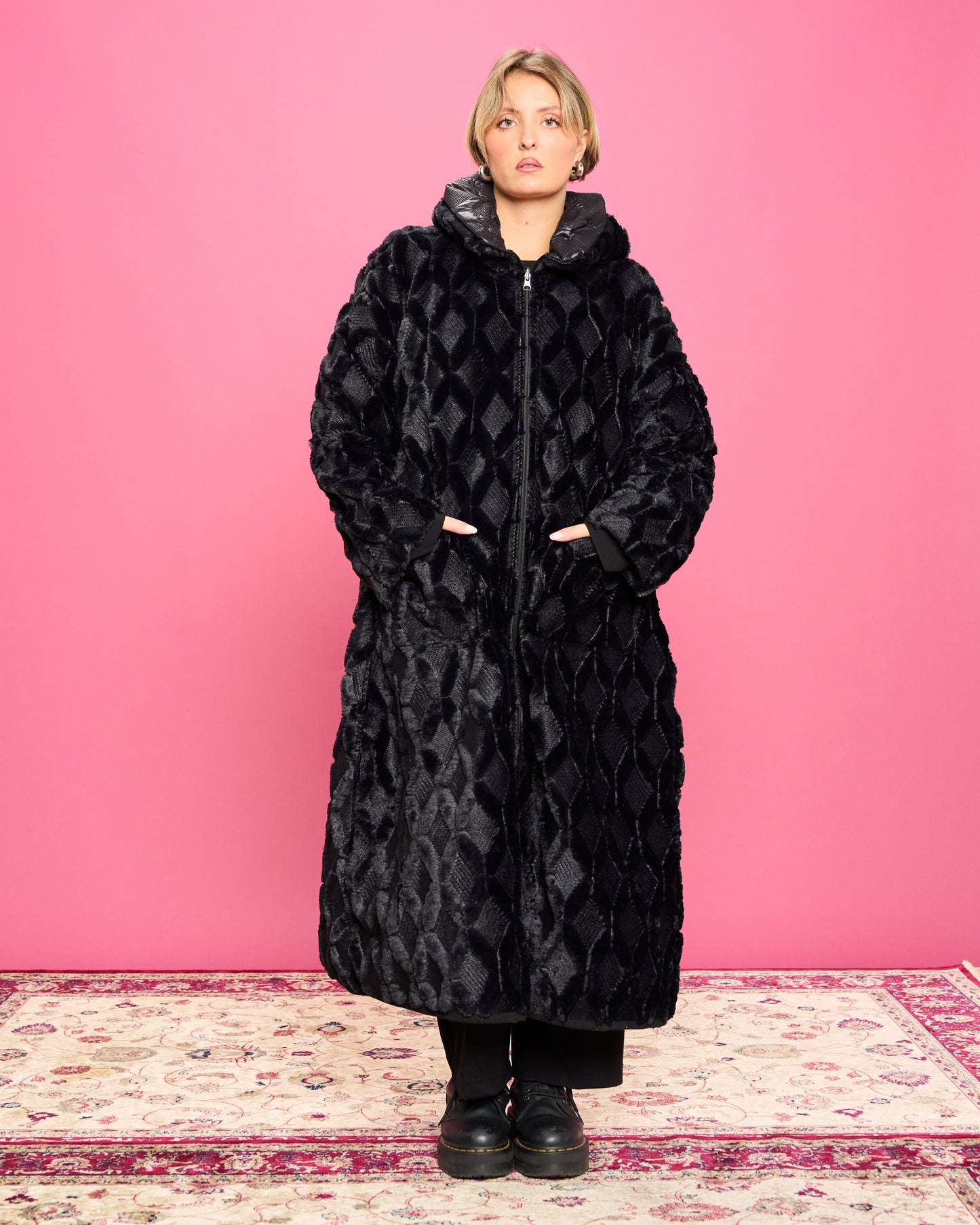 Piumino in Eco-Pelliccia Impermeabile Double face