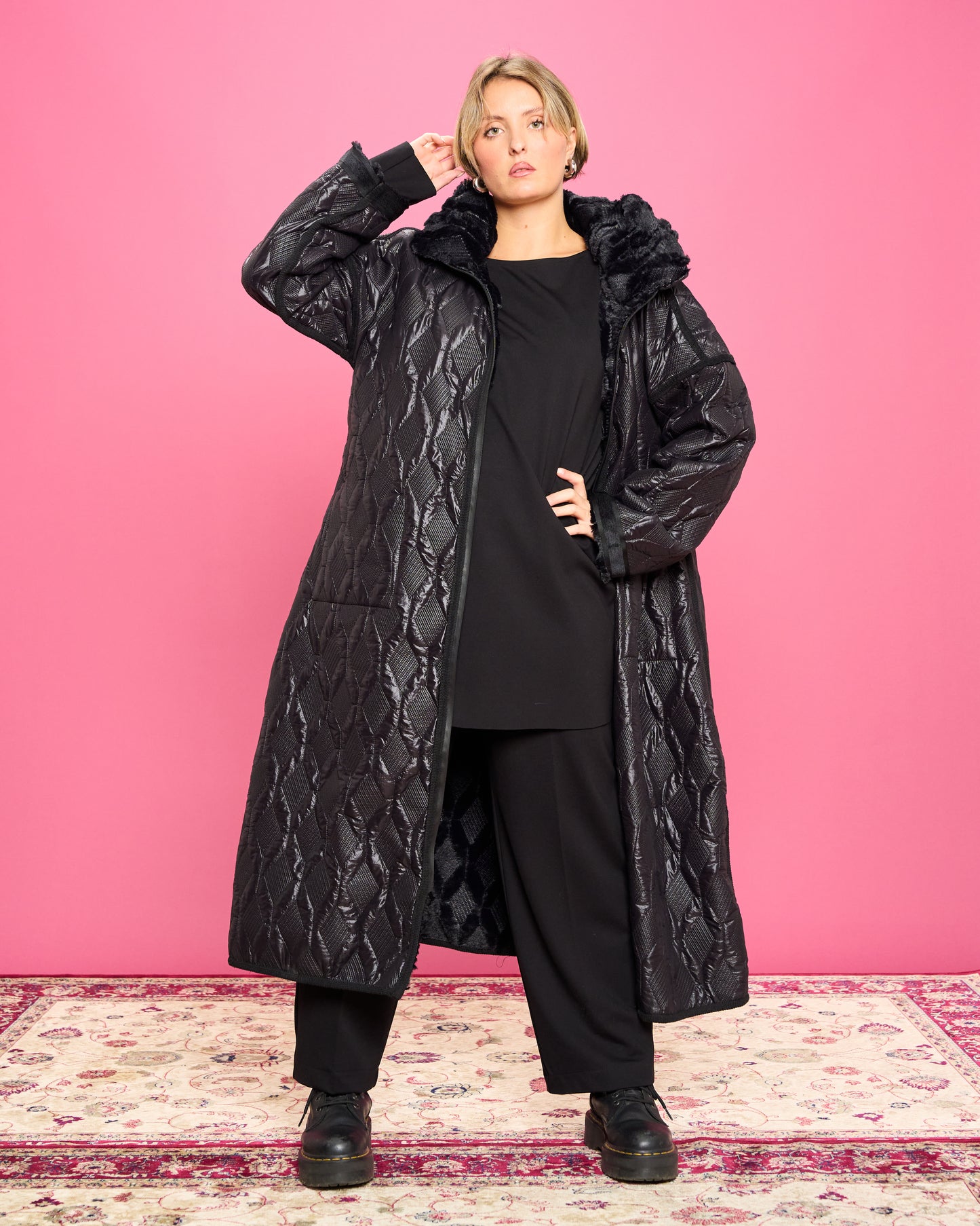 Piumino in Eco-Pelliccia Impermeabile Double face