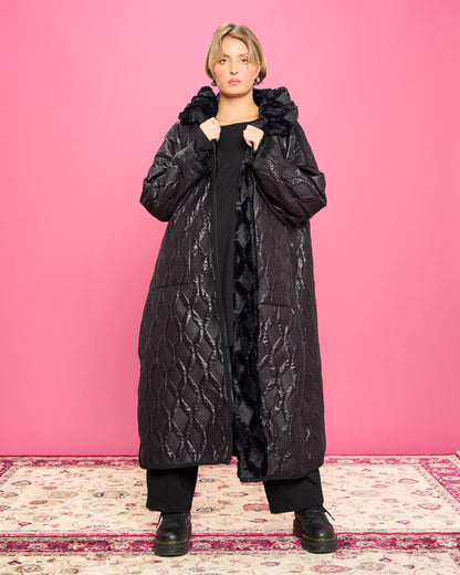 Piumino in Eco-Pelliccia Impermeabile Double face