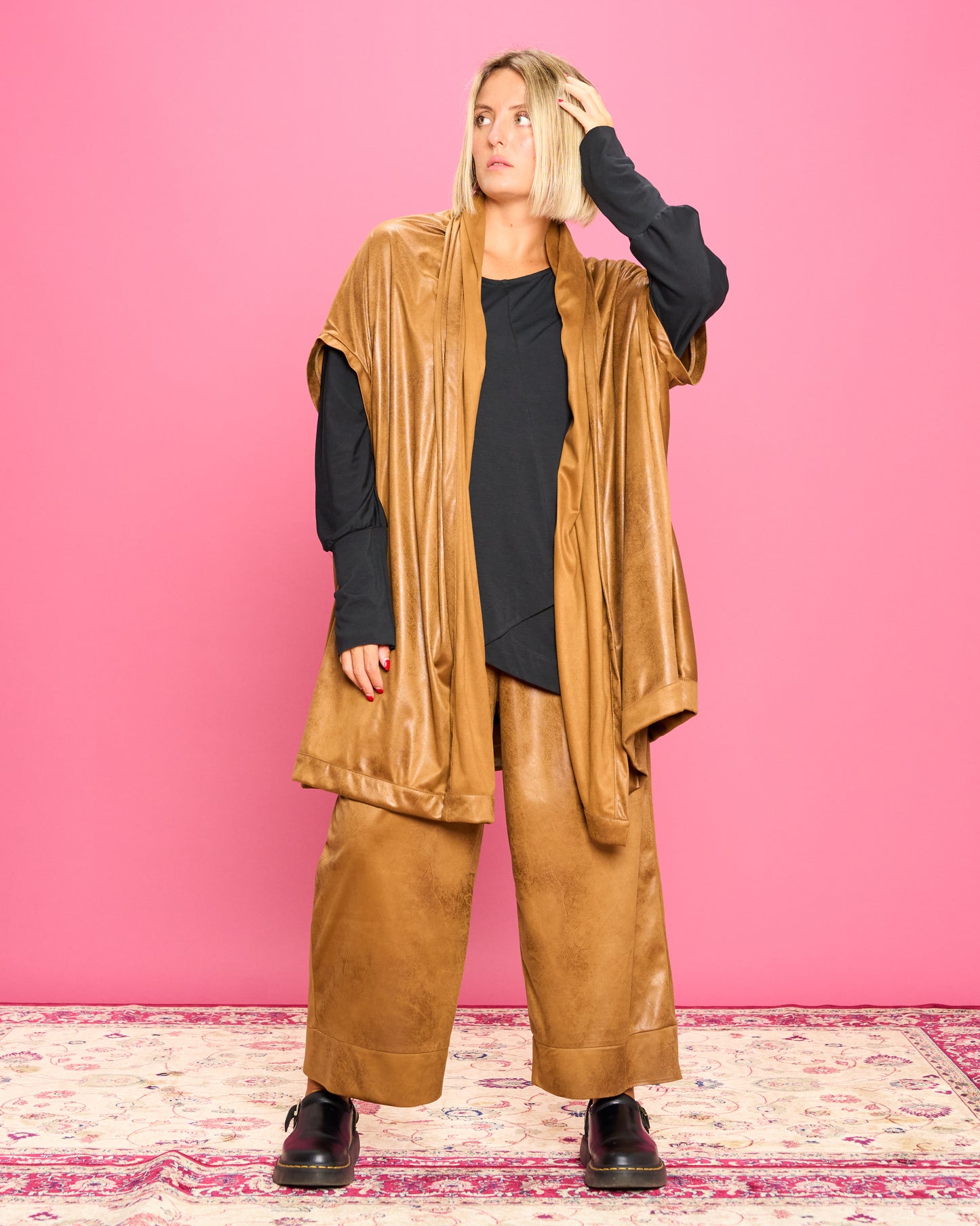 Oversized Faux Leather Vest