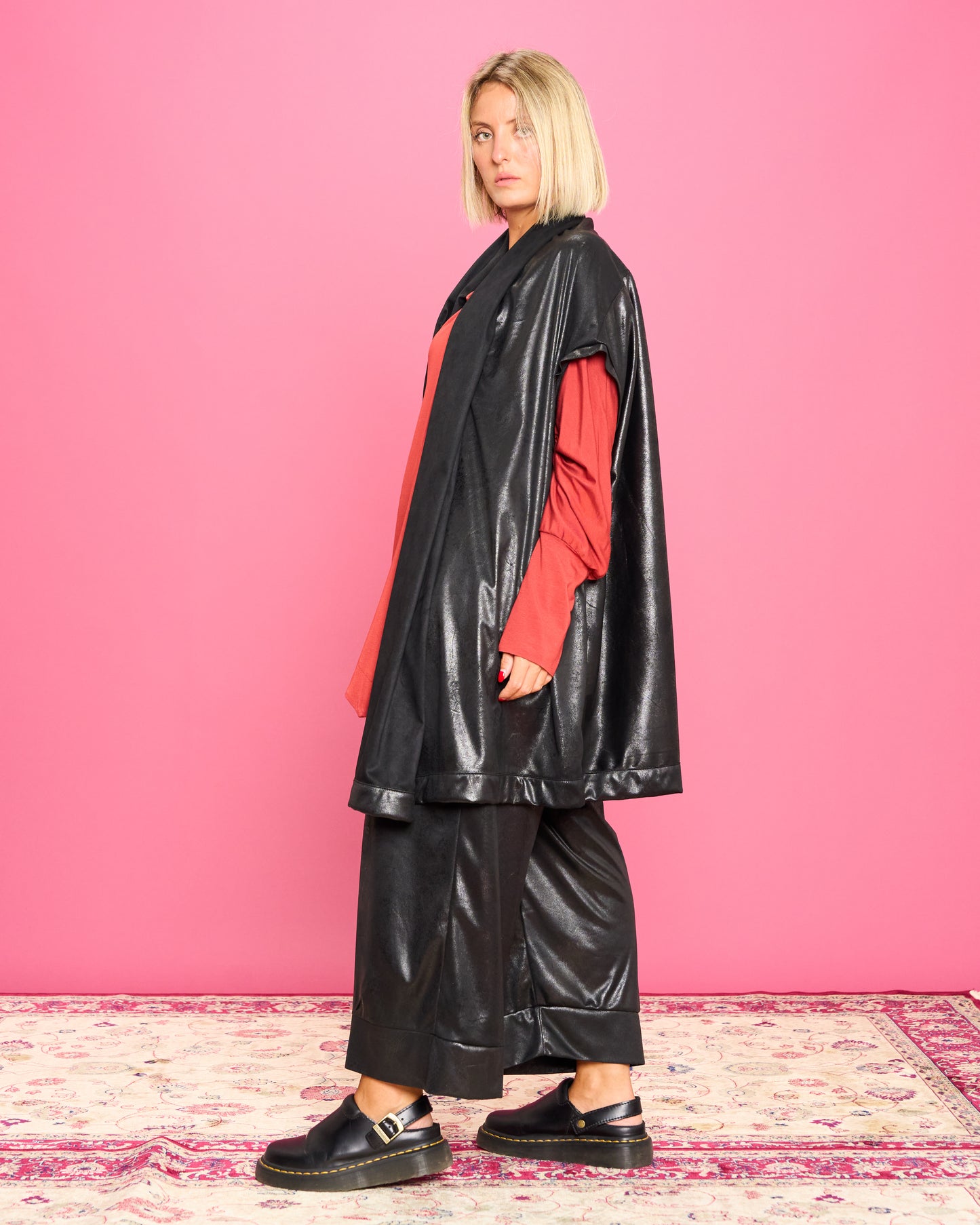 Oversized Faux Leather Vest
