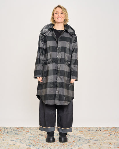 Camicia Impermeabile a Quadri con Cappucccio