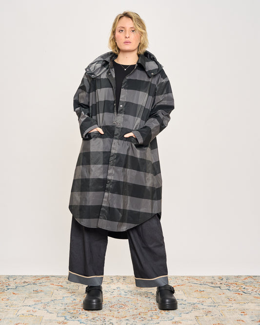 Camicia Impermeabile a Quadri con Cappucccio