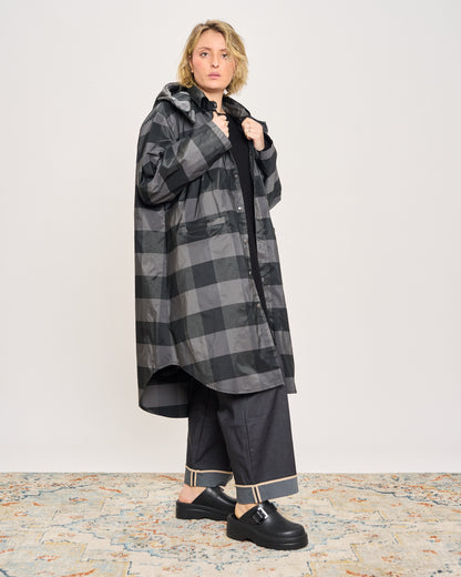 Camicia Impermeabile a Quadri con Cappucccio