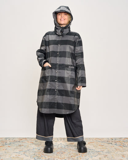 Camicia Impermeabile a Quadri con Cappucccio