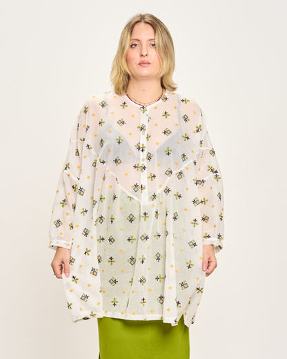 Blusa Over con Ricami Fantasia