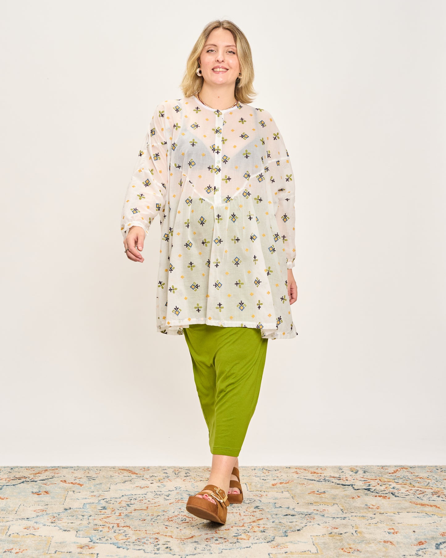 Blusa Over con Ricami Fantasia