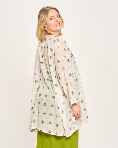 Blusa Over con Ricami Fantasia