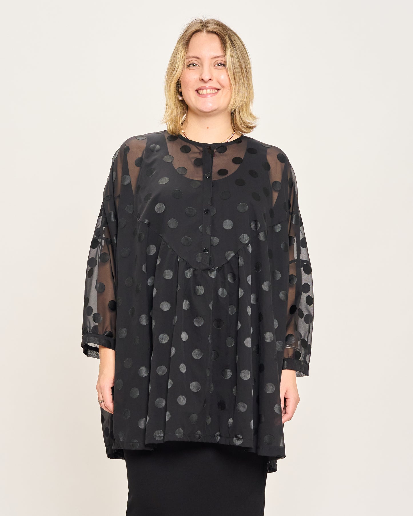 Blusa Over con Ricami Fantasia