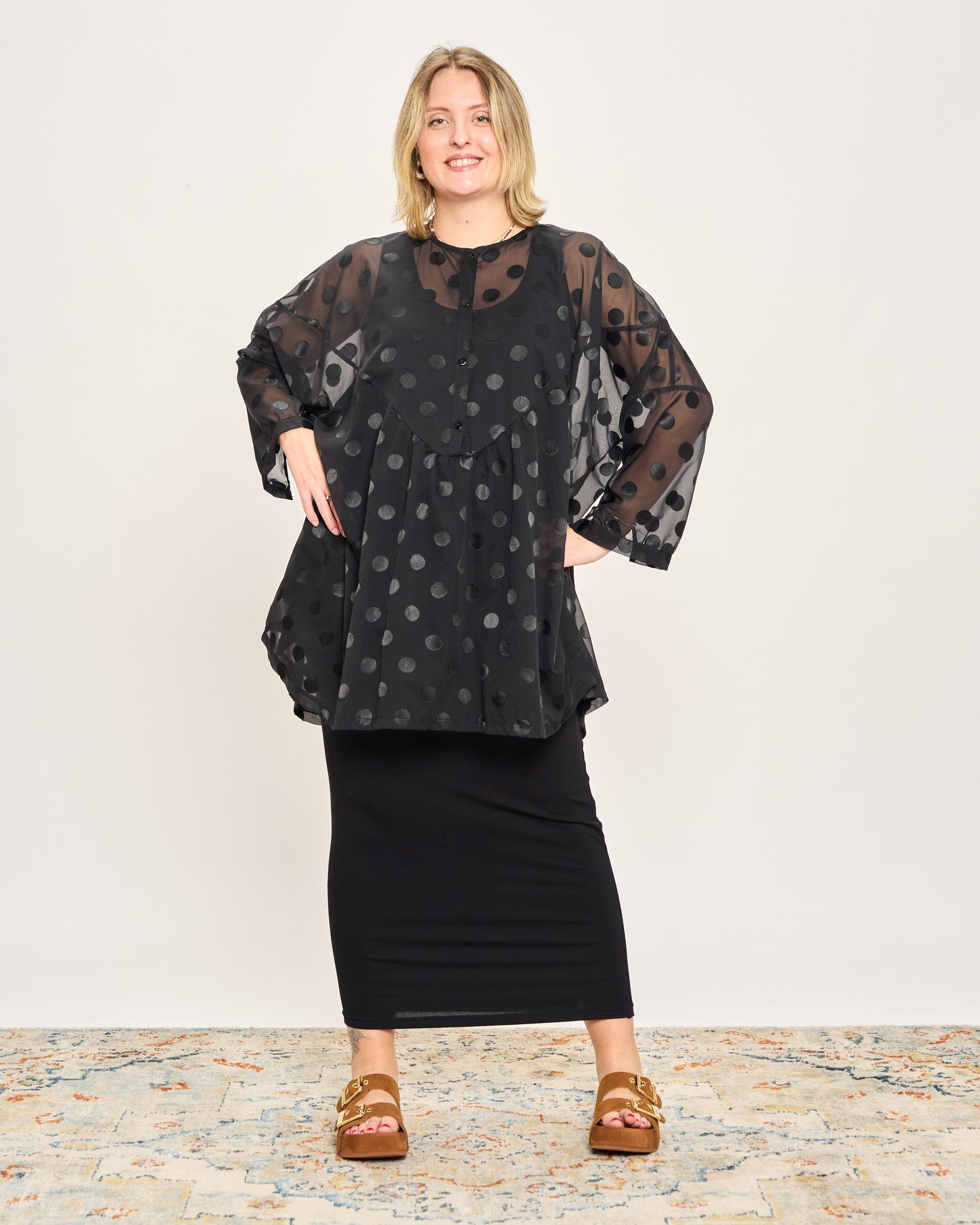 Blusa Over con Ricami Fantasia