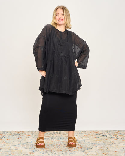 Blusa Over con Ricami Fantasia