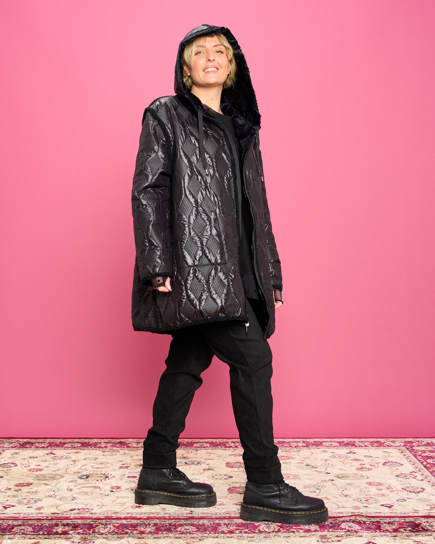 Double-face Quilted Eco-Fur Jacket