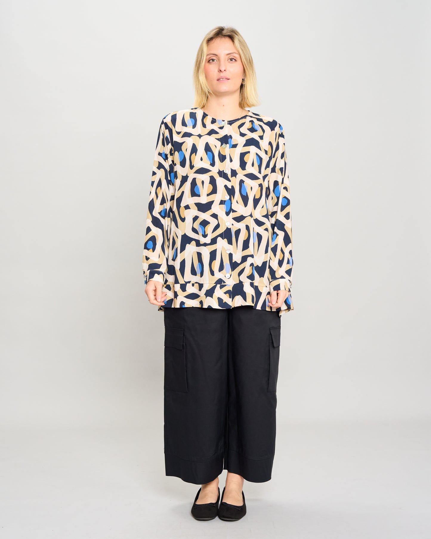 Mandarin Collar Pattern Shirt