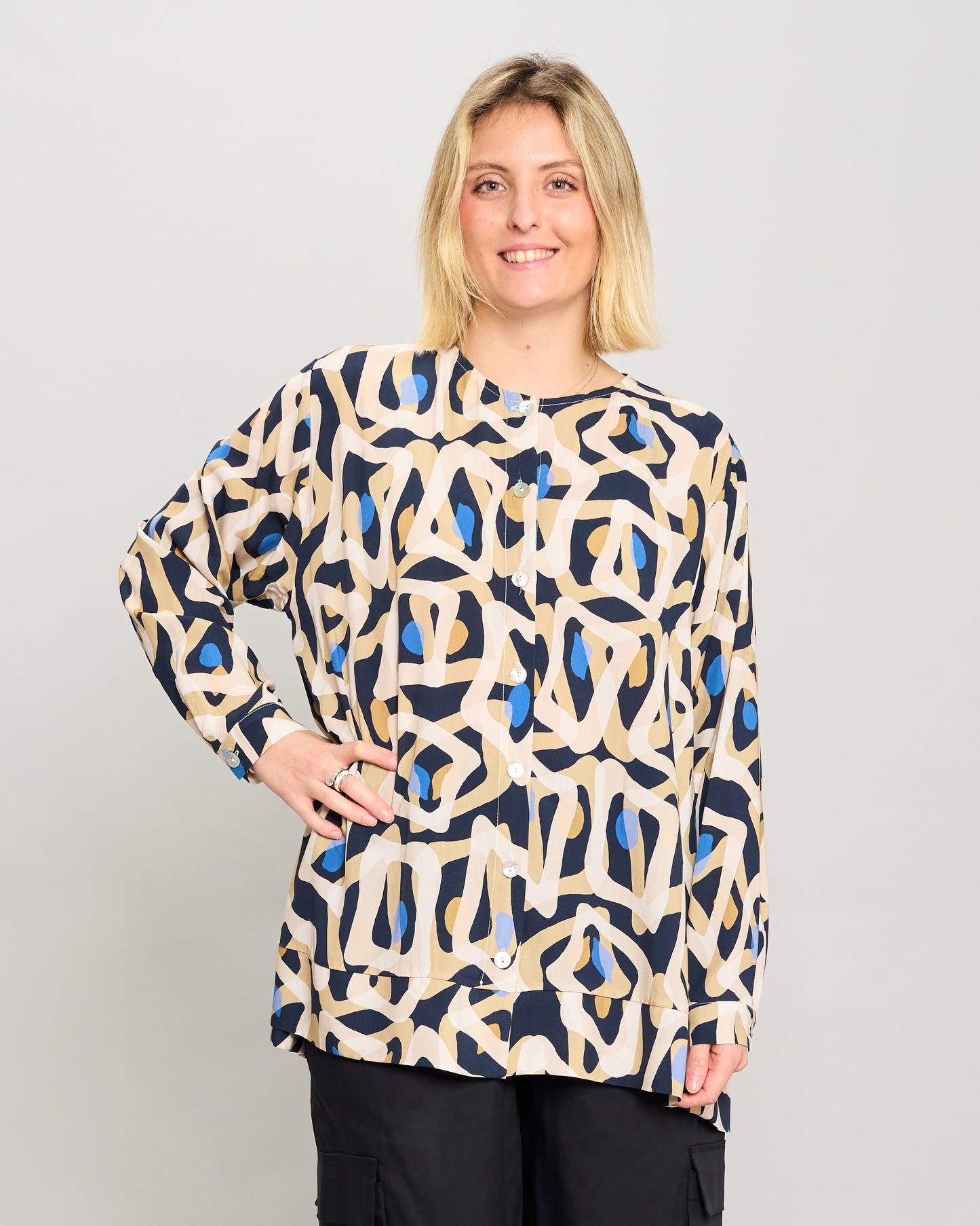 Mandarin Collar Pattern Shirt
