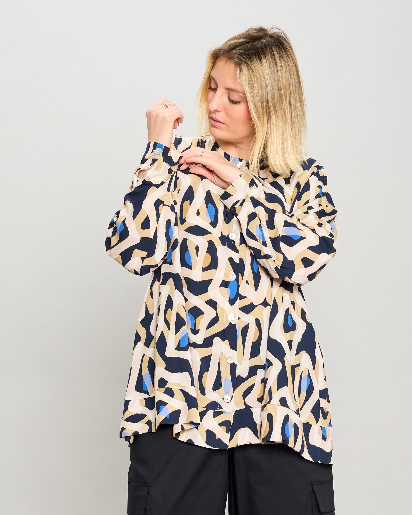 Mandarin Collar Pattern Shirt