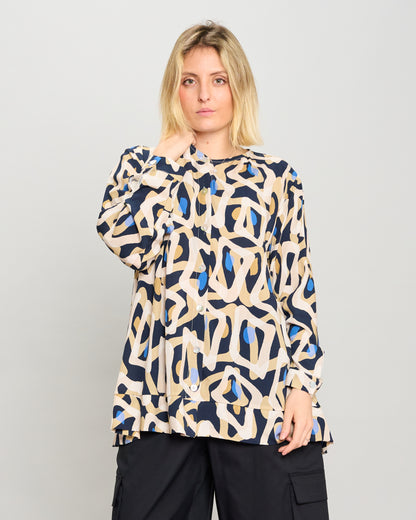 Mandarin Collar Pattern Shirt