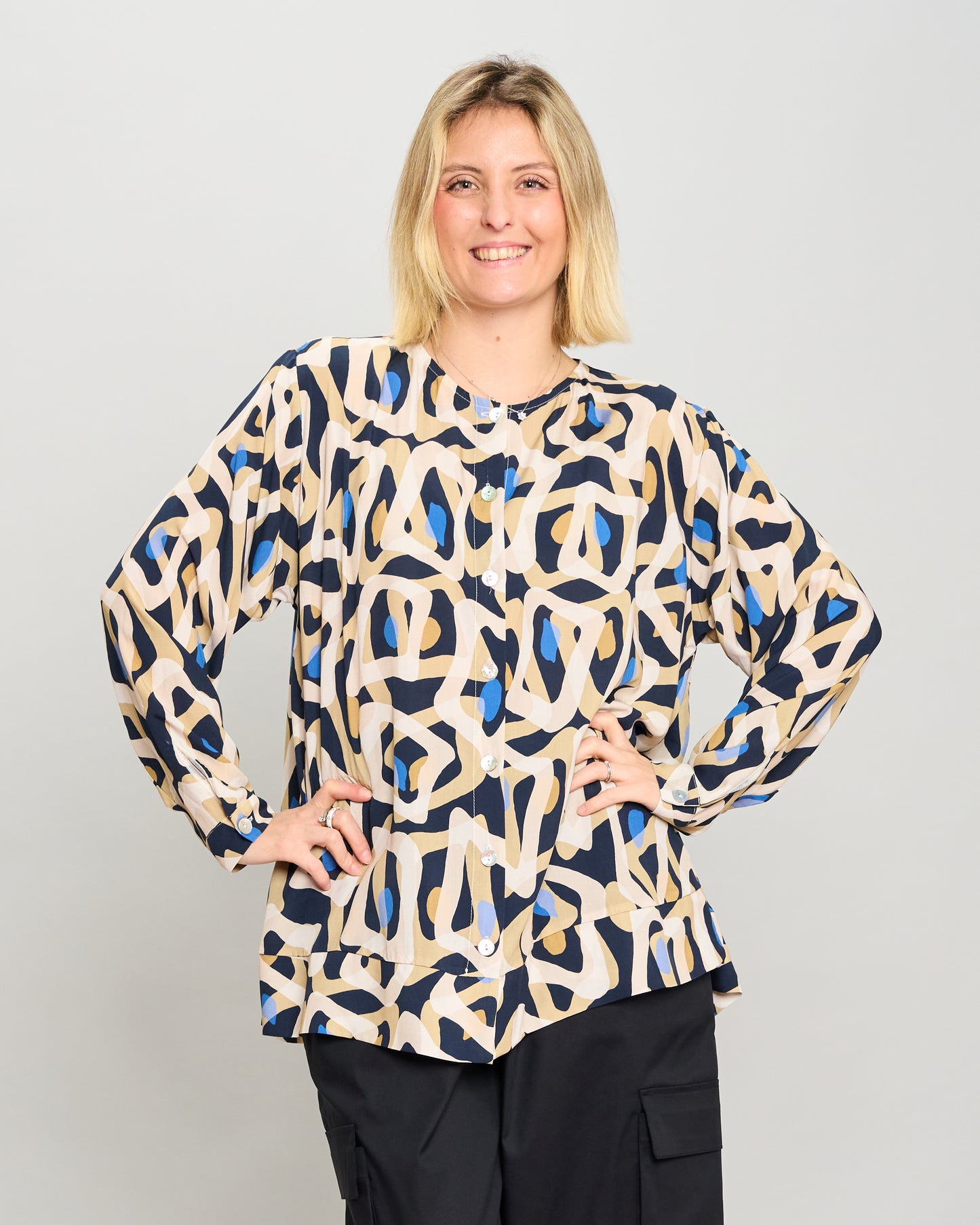 Mandarin Collar Pattern Shirt
