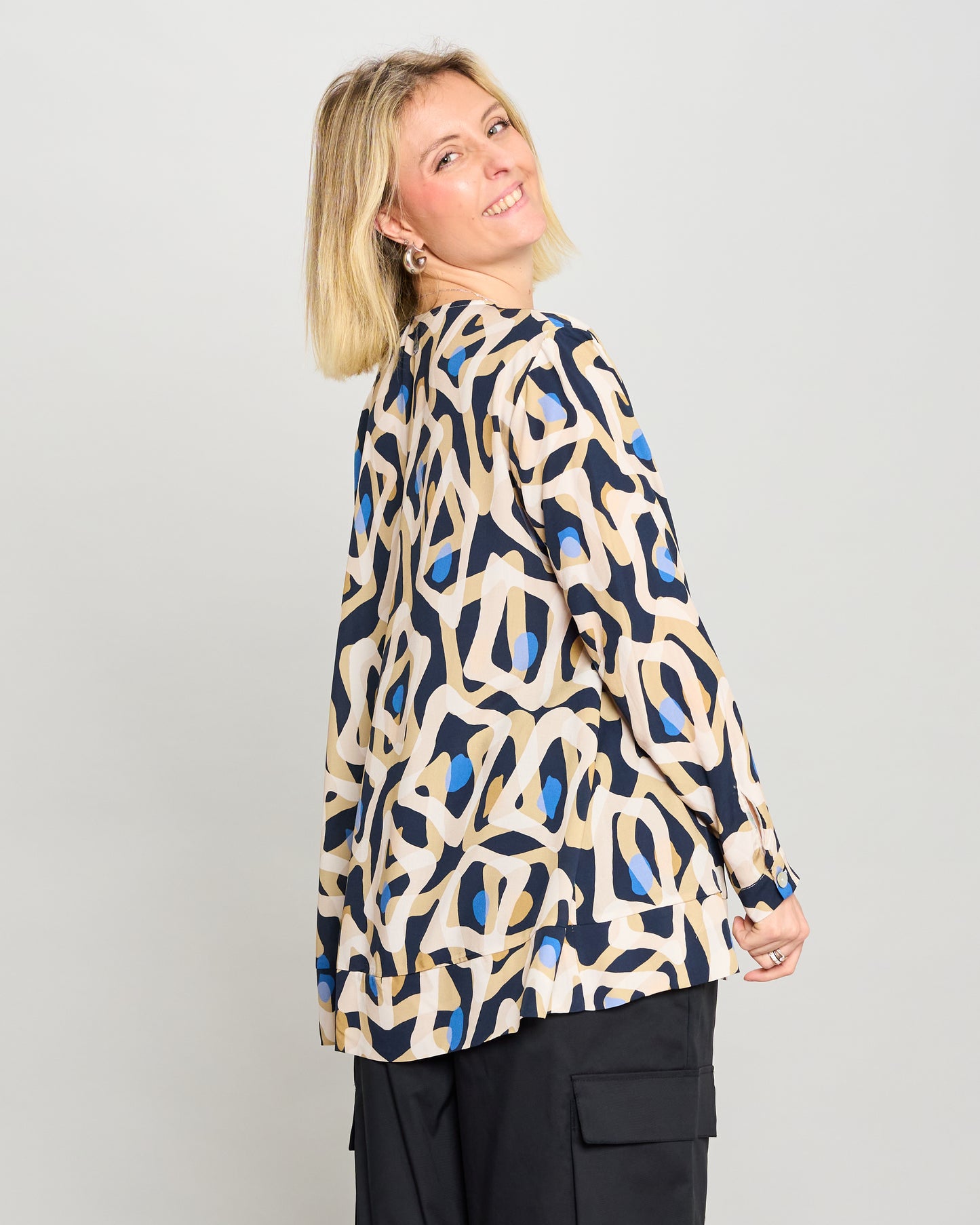 Mandarin Collar Pattern Shirt