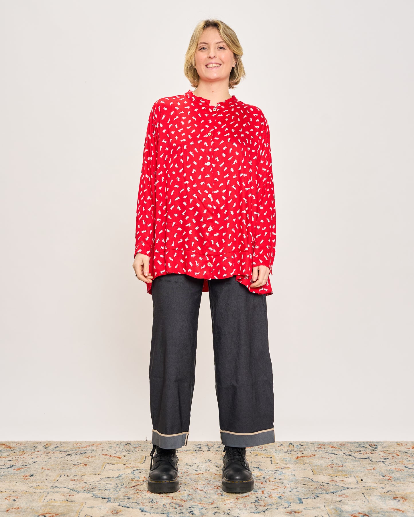 Mandarin Patterned Shirt