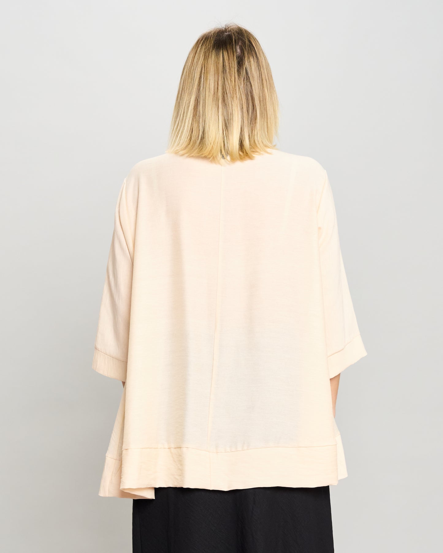 Mandarin Collar Shirt in Linen-Effect Viscose