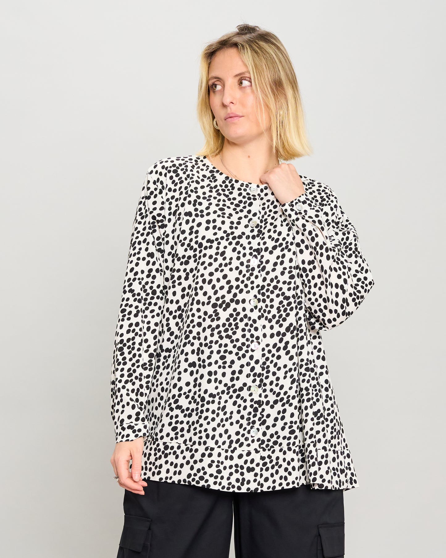 Mandarin Collar Pattern Shirt