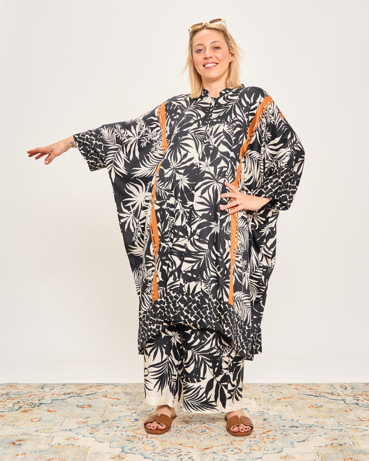 Long Patterned Shirt Dress