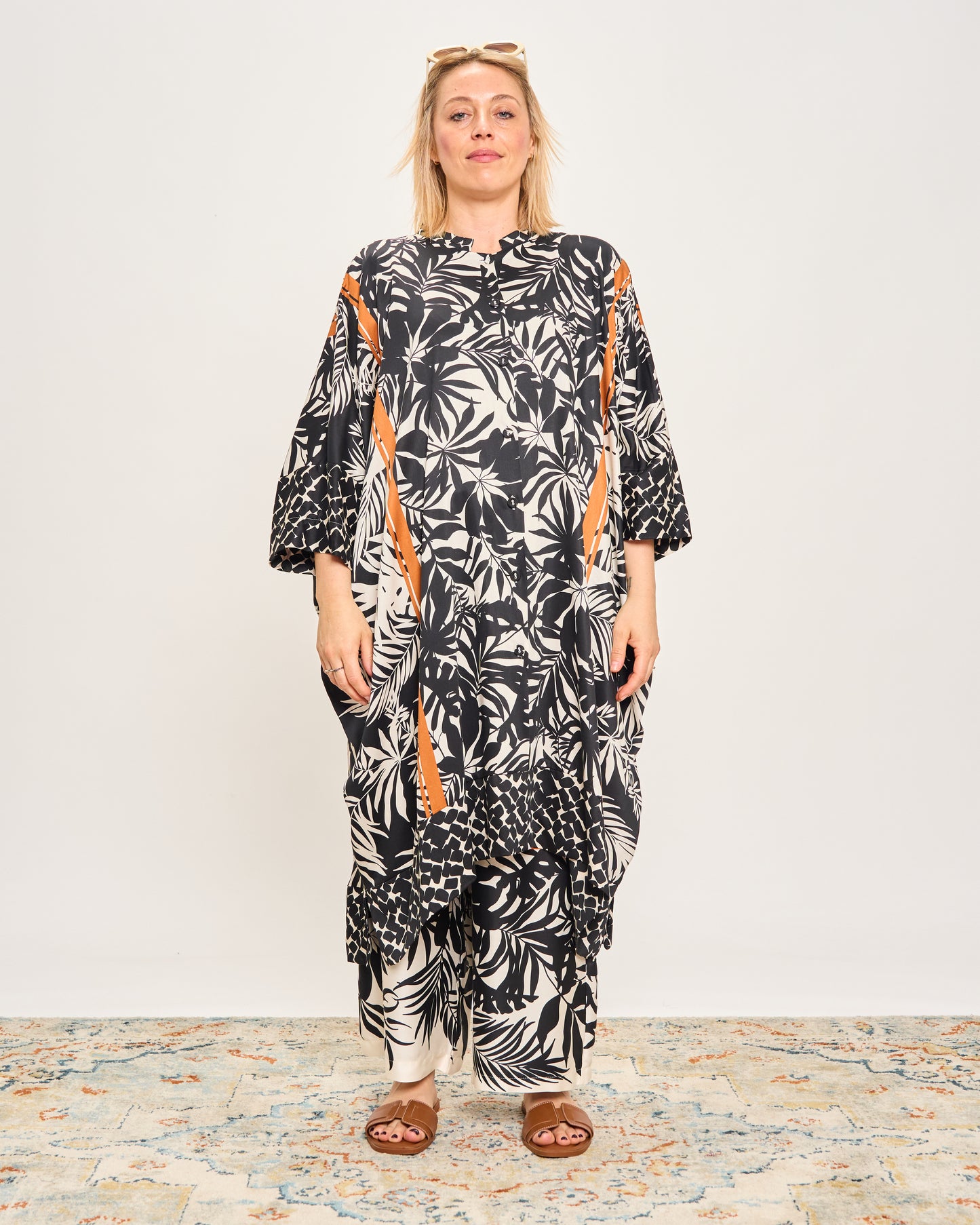 Long Patterned Shirt Dress