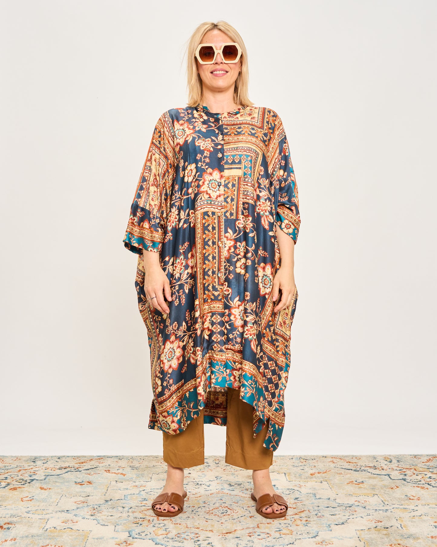 Long Patterned Shirt Dress