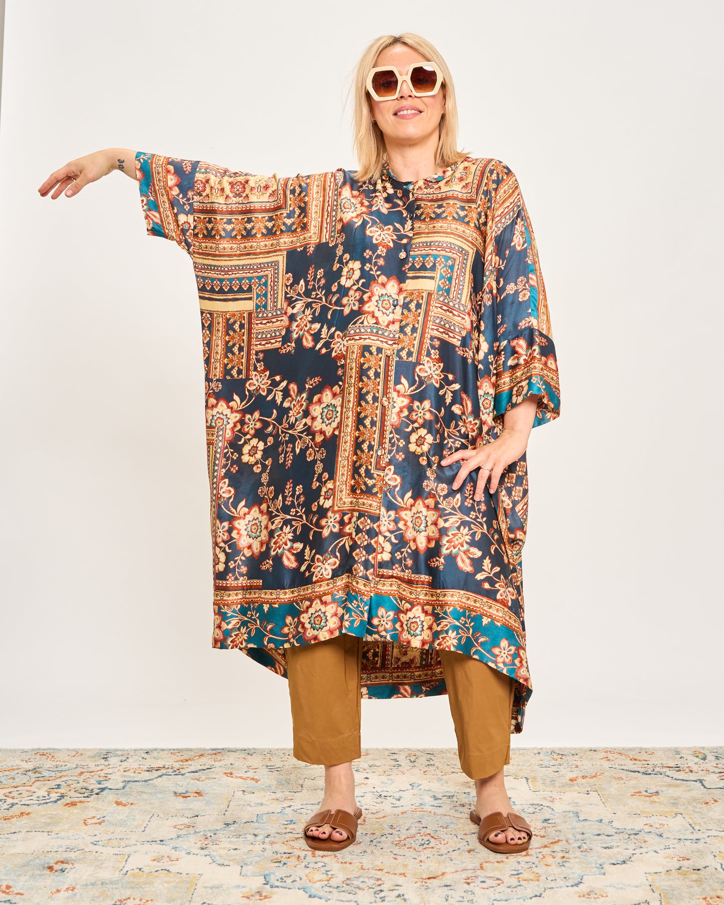 Long Patterned Shirt Dress