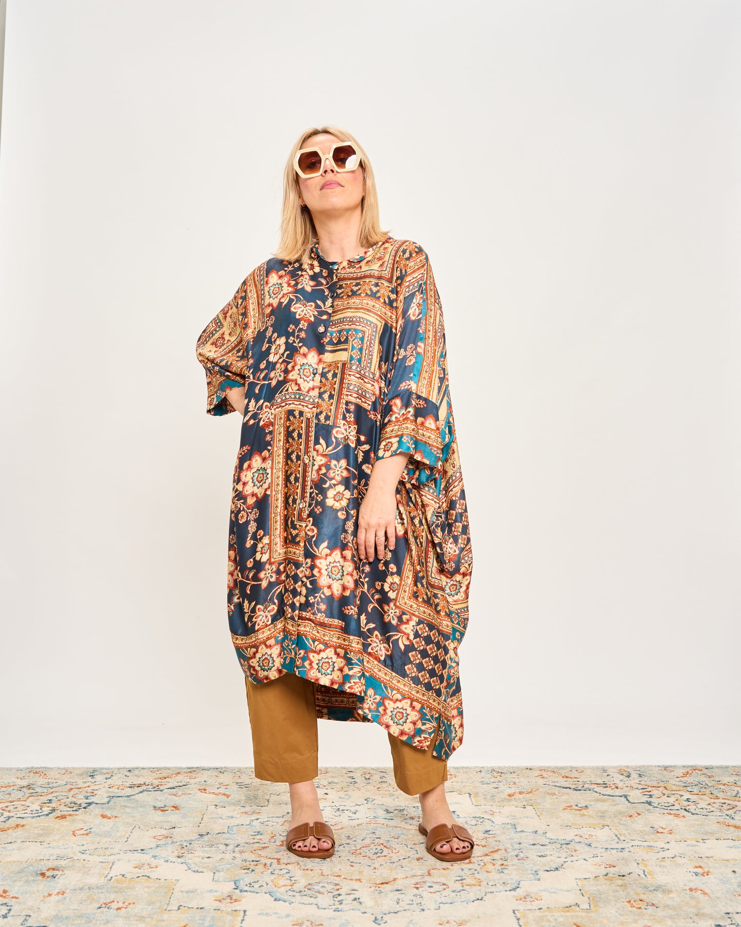 Long Patterned Shirt Dress
