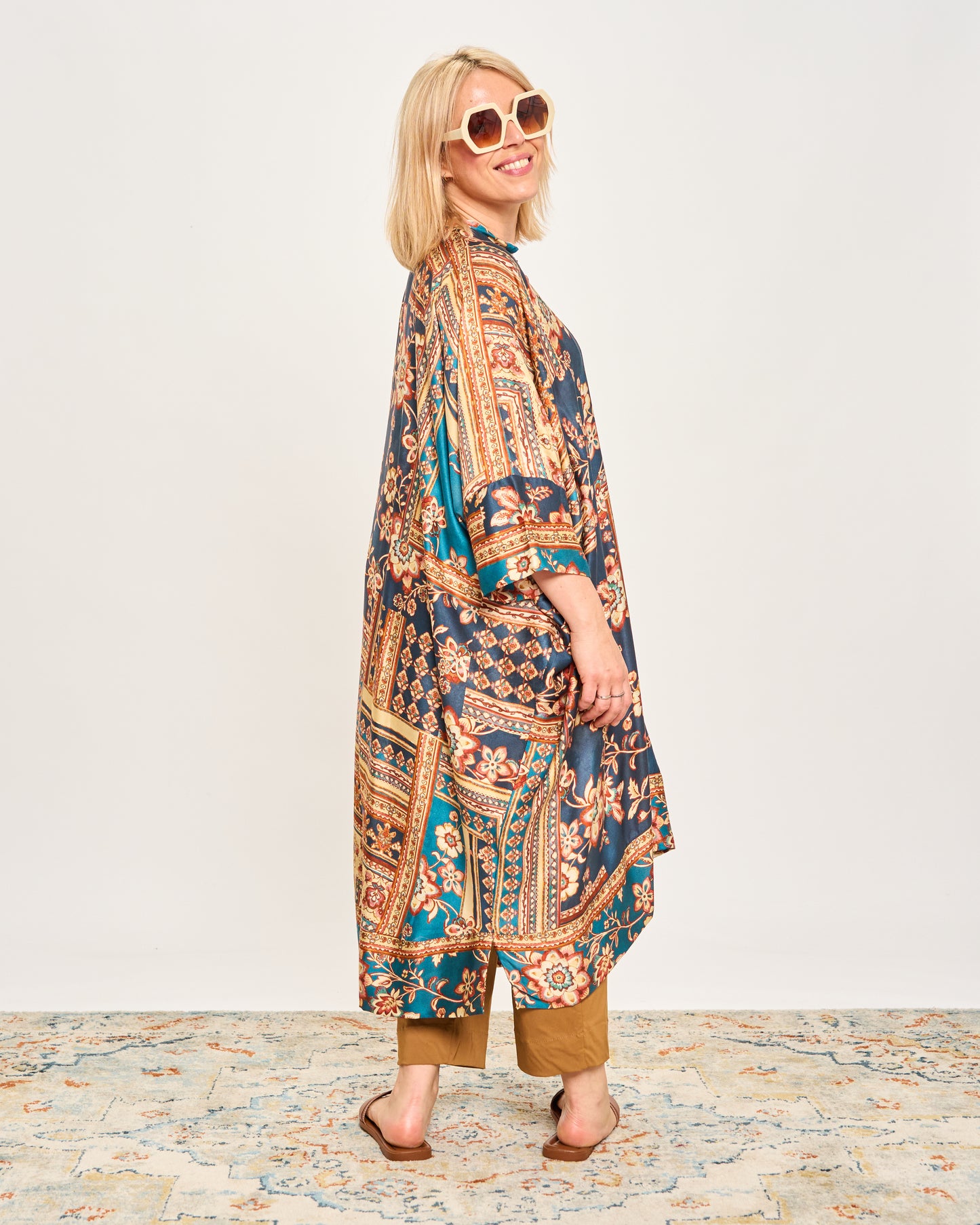 Long Patterned Shirt Dress