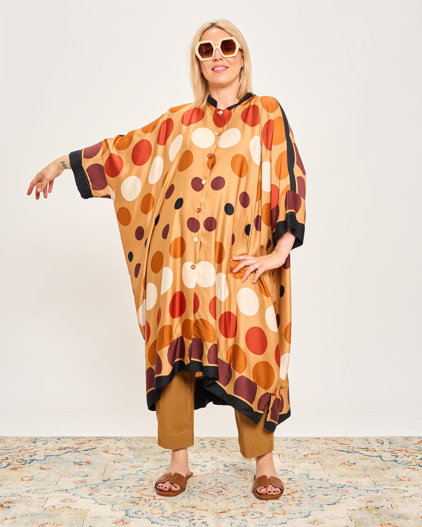 Long Patterned Shirt Dress
