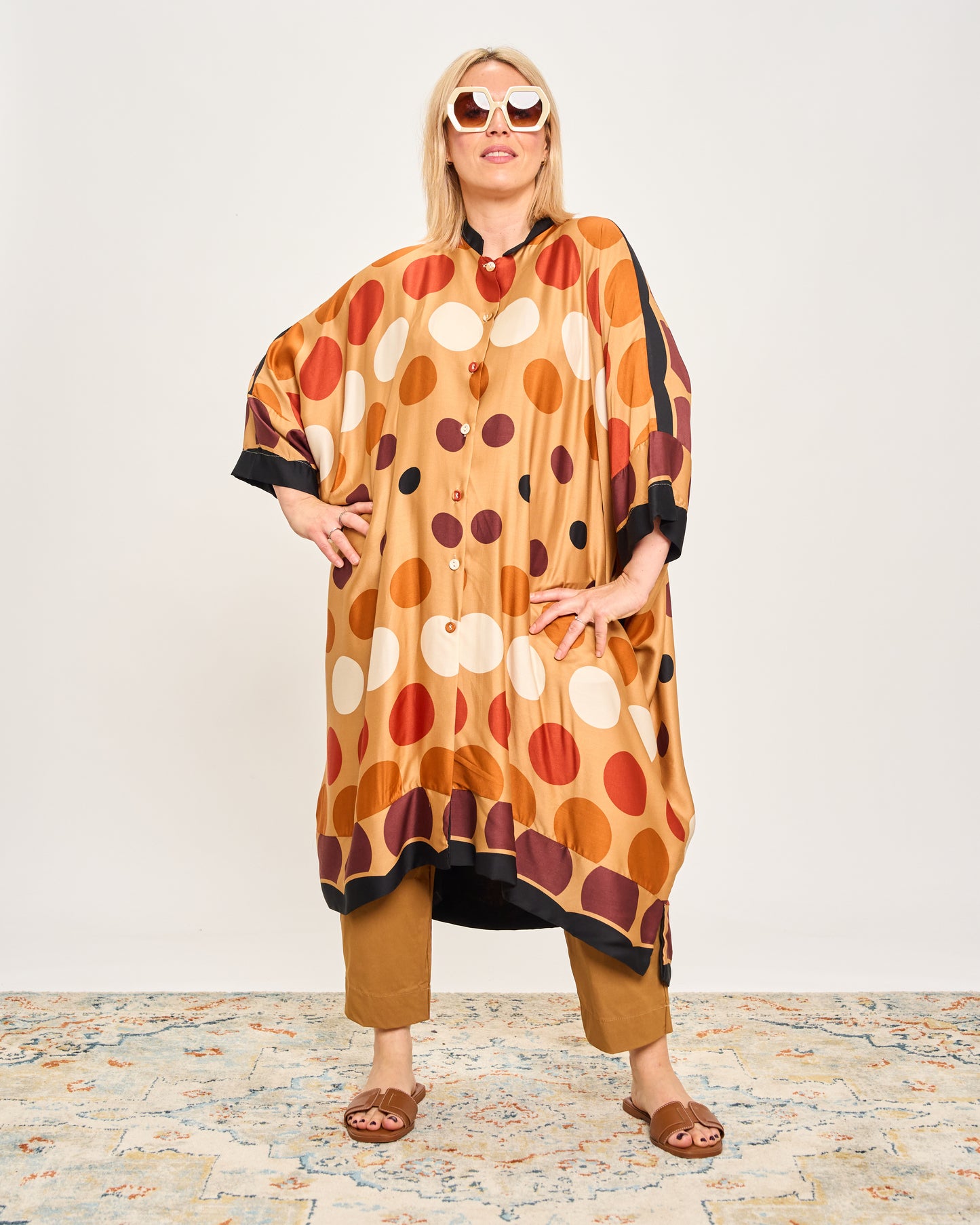 Long Patterned Shirt Dress
