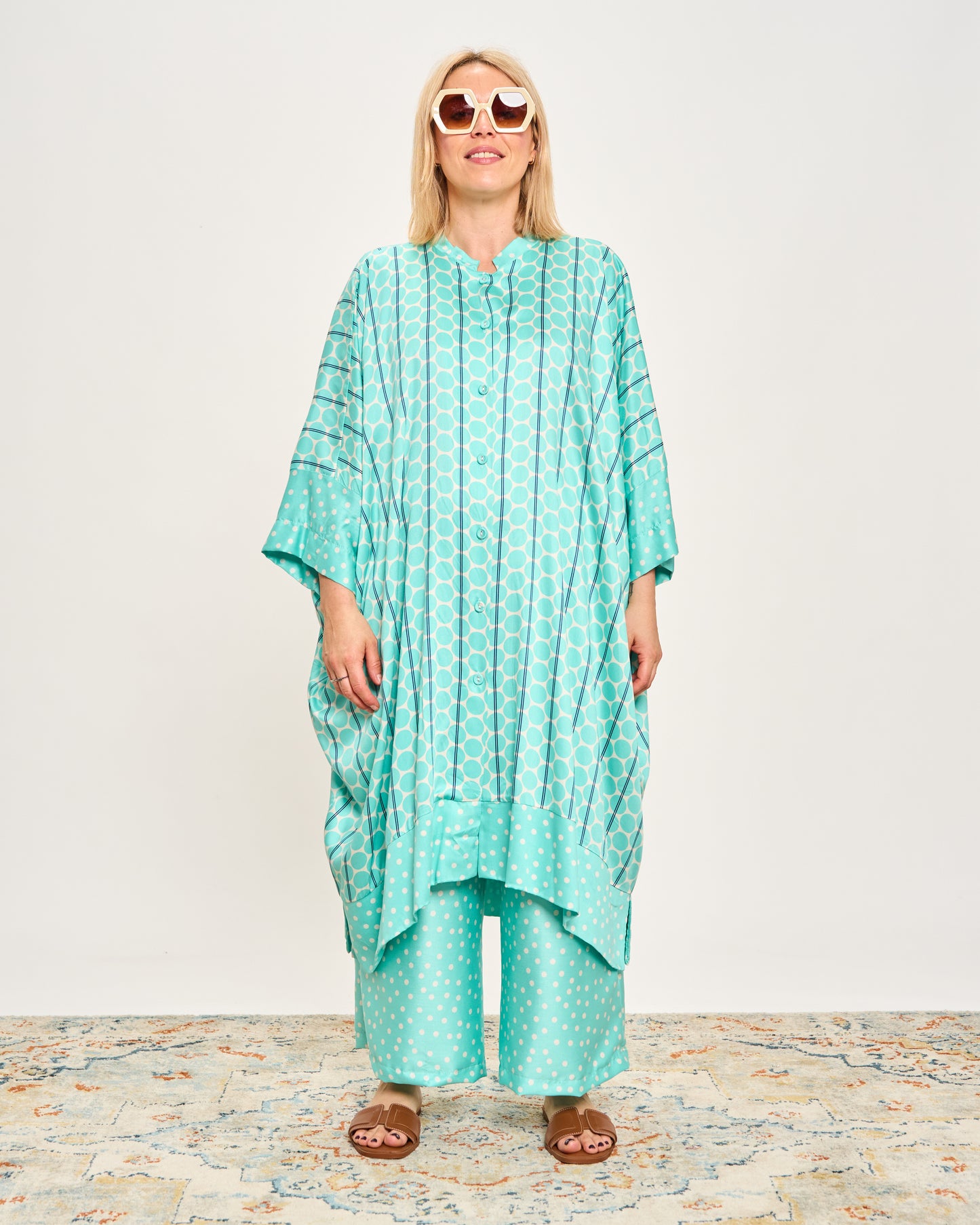 Long Patterned Shirt Dress